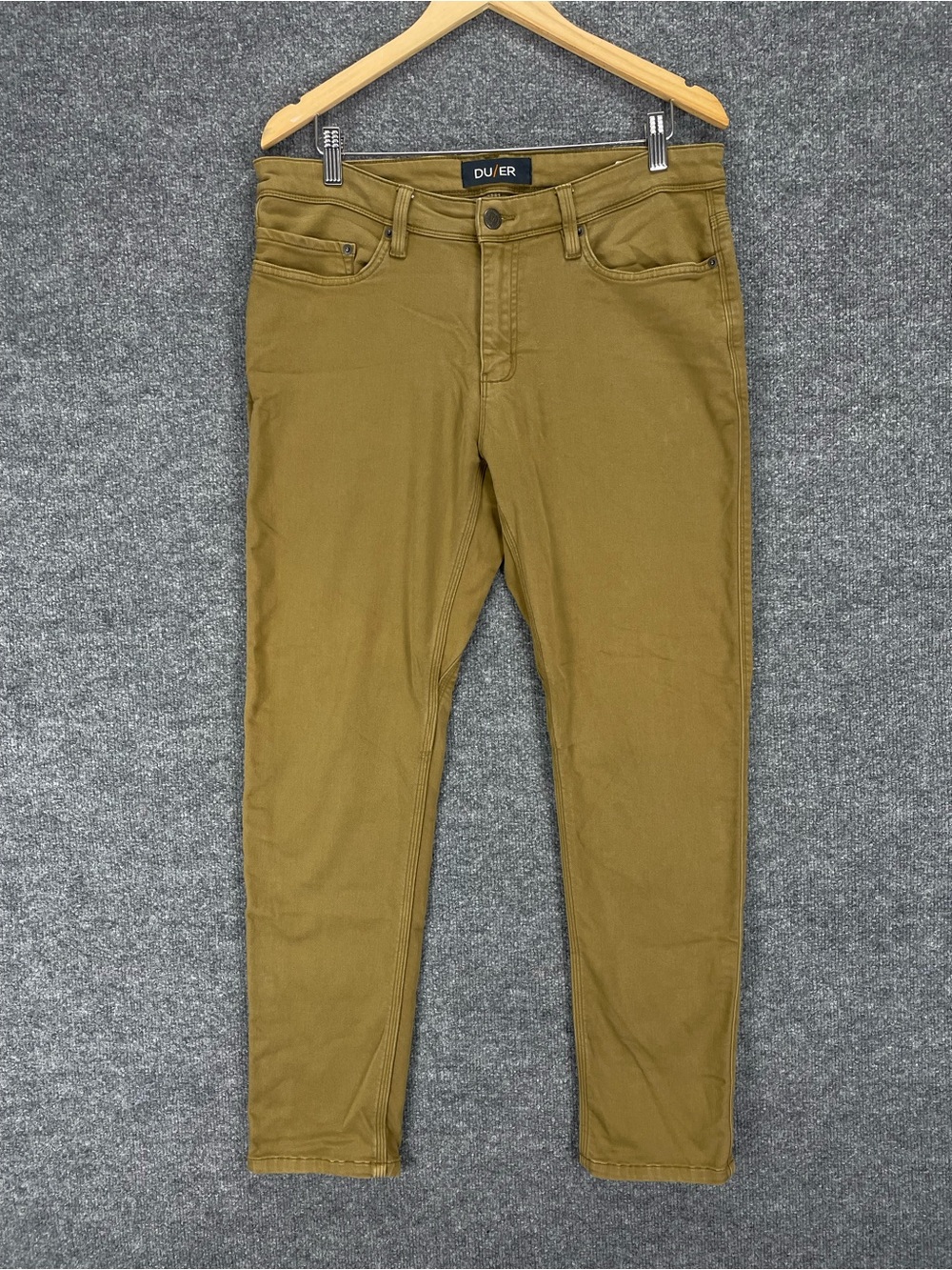 DU/ER Jeans Mens 34x30 N2X Slim Fit Stretch Denim Pants, Tan Brown